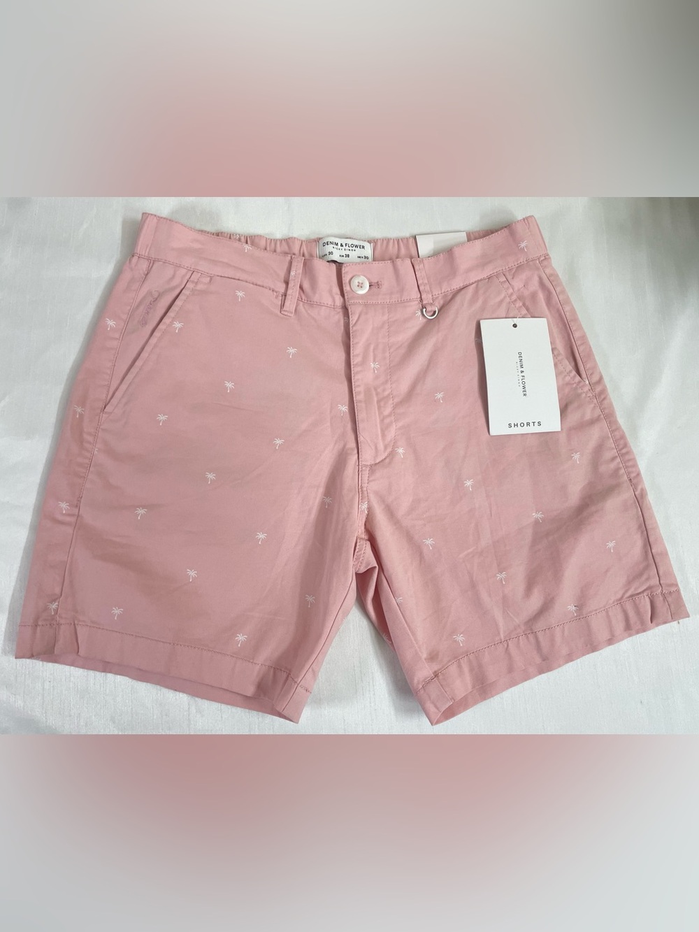 Denim & Flower Pink Palm-Print Men’s Shorts Size 30